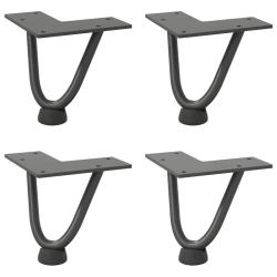 Lot de 4 pieds en &eacute;pingle &agrave; cheveux pour table basse 10 cm design moderne finition mate en acier an