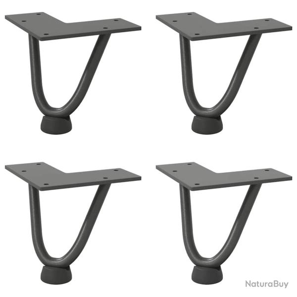 Lot de 4 pieds en �pingle � cheveux pour table basse 10 cm design moderne finition mate en acier an