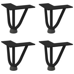 Lot de 4 pieds en &eacute;pingle &agrave; cheveux table basse 10 cm avec patins r&eacute;glables style moderne en acier