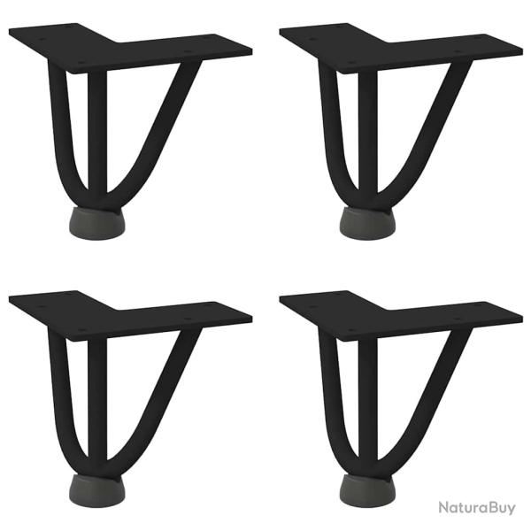 Lot de 4 pieds en �pingle � cheveux table basse 10 cm avec patins r�glables style moderne en acier