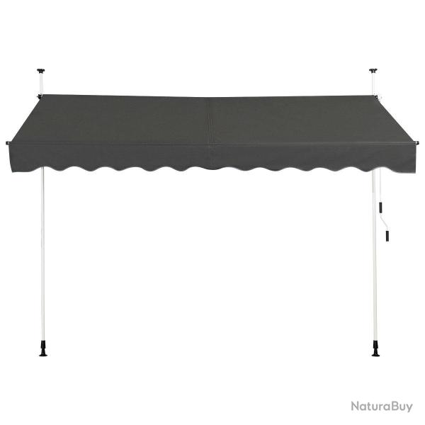 Auvent r�tractable manuel r�tractable 300 x 125 cm r�glable 200-300 cm design moderne en aluminium