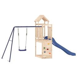 Aire de jeux d'ext&eacute;rieur balan&ccedil;oires toboggan portiques robuste jeux jardin 424 x 186 x 214 cm bois