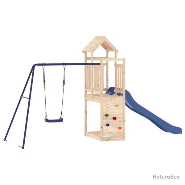 Aire de jeux d'ext�rieur balan�oires toboggan portiques robuste jeux jardin 424 x 186 x 214 cm bois