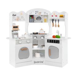 Cuisine de jeu d'angle en bois 105 x 30 x 95 cm lumi&egrave;res et sons ambiance cosy en MDF blanc 20_0011