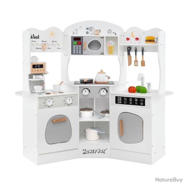 Cuisine de jeu d'angle en bois 105 x 30 x 95 cm lumi�res et sons ambiance cosy en MDF blanc 20_0011