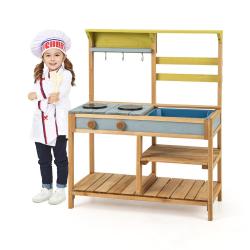 Cuisine de boue en bois de sapin 75 x 36 x 92 cm &eacute;vier polyvalent rangement g&eacute;n&eacute;reux style ludique