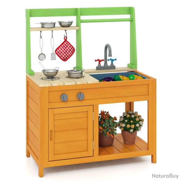 Cuisine de boue ext�rieure 72 x 38 x 92 cm avec accessoires amusants et stable en bois de c�dre ora