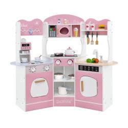 Cuisine de jeu d'angle avec micro-ondes et machine &agrave; caf&eacute; 105 x 30 x 95 cm ambiance cosy en MDF ros