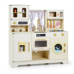 Cuisine de jeu en bois 95 x 32 x 96 cm 14 accessoires r&eacute;alit&eacute; ludique design scandinave en bois de