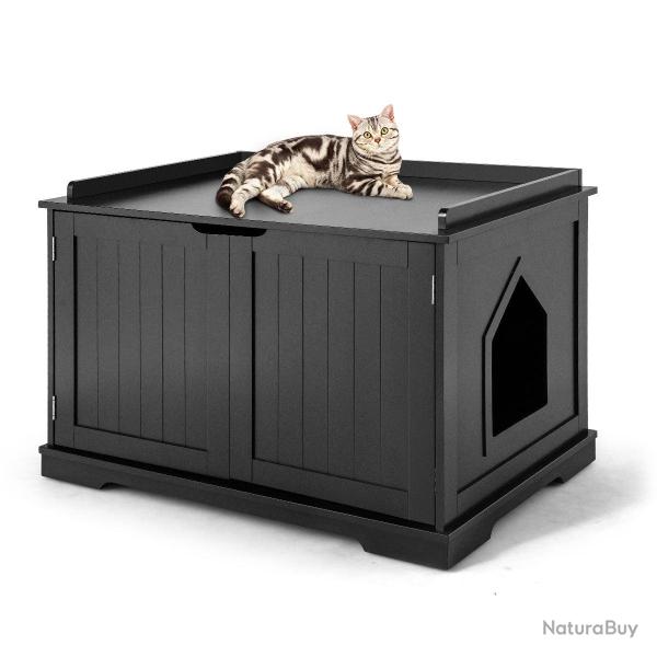 Maison pour chat multifonctions 75 x 54 x 52 cm avec chati�re et porte magn�tique moderne en MDF no