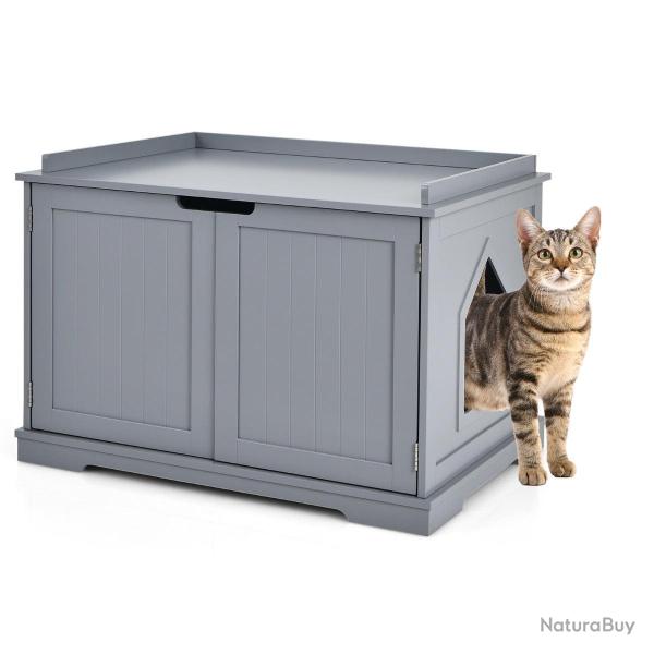 Maison pour chats multifonctions avec chati�re 75 x 54 x 52 cm capacit� 50 kg tendance en mdf gris