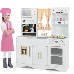 Cuisine de jeu en bois 102 x 35 x 110 cm avec accessoires vari&eacute;s ambiance cosy en mdf blanc 20_0019