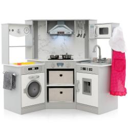 Cuisine de jeu en angle 102 x 51 x 85 cm avec sons et lumi&egrave;res ambiance ludique en MDF gris 20_0020