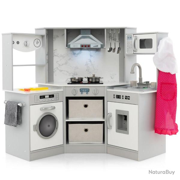 Cuisine de jeu en angle 102 x 51 x 85 cm avec sons et lumi�res ambiance ludique en MDF gris 20_0020