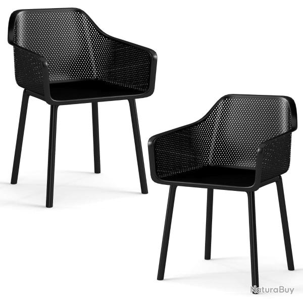 Lot de 2 chaises de salle � manger ergonomiques 57 x 54,5 x 81 cm assise confort moderne en pp noir