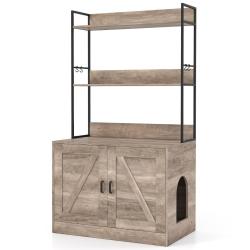 Enclos pour bac &agrave; liti&egrave;re avec espace de rangement 80 x 48 x 145 cm pratique et &eacute;l&eacute;gant style moder