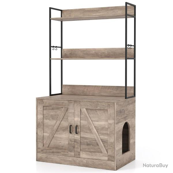 Enclos pour bac � liti�re avec espace de rangement 80 x 48 x 145 cm pratique et �l�gant style moder