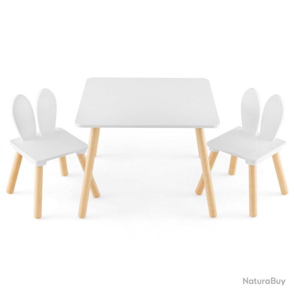 lot de 1 table et 2 chaises enfants 62 x 60 x 43 cm ergonomiques pour manger jouer design mignon en