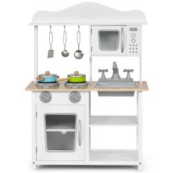 Cuisine d'imitation 60 x 29,5 x 83 cm jeux de r&ocirc;le &eacute;ducatifs ambiance cosy en MDF blanc 20_0019194