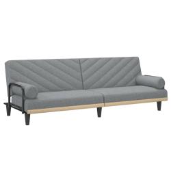 Canap&eacute;-lit avec accoudoirs 205 x 89 x 70 cm clair tissu gris 02_0021015