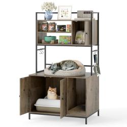 Enceinte pour bac &agrave; liti&egrave;re 78 x 51 x 137 cm rangement spacieux d&eacute;coration &eacute;l&eacute;gante en mdf gris 20_