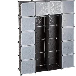 &Eacute;tag&egrave;re cubes rangement penderie armoire plastique 14 casiers 180 cm noir 13_0001070_3