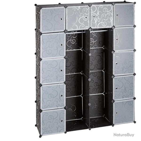 �tag�re cubes rangement penderie armoire plastique 14 casiers 180 cm noir 13_0001070_3