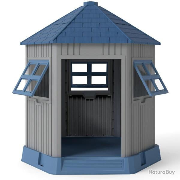 Niche d'ext�rieur pour chien 76 x 90 x 96 cm acc�s facile bonne ventilation style grange en PP bleu