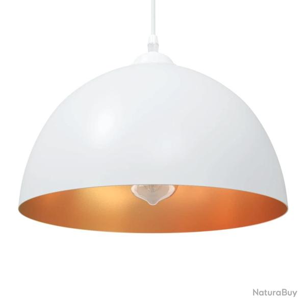 Lot de 2 lampes suspendues vintage r�glables cuisine salle � manger 30 x 15 cm en m�tal blanc 02_00