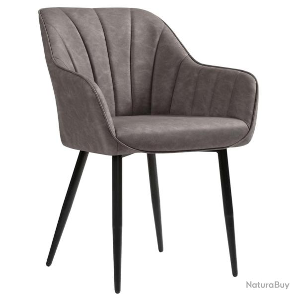 Chaise de salle � manger fauteuil si�ge rembourr�e avec accoudoirs rev�tement en pu vintage pieds e