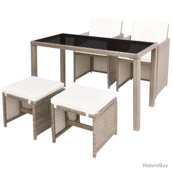 Salon de jardin meuble d'ext�rieur ensemble de mobilier encastrable avec coussins 5 pi�ces rotin be