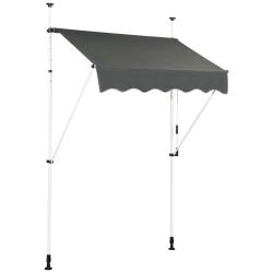 Auvent r&eacute;tractable manuel lot de 1 150 x 125 cm r&eacute;glable 200-300 cm protection solaire moderne en a