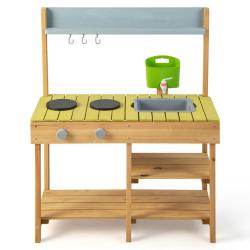 Cuisine pour enfant en bois naturel 75 x 35 x 92 cm avec robinet fonctionnel ambiance ludique en bo