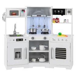 Cuisine de jeu enfants 110 x 43 x 92 cm avec sons et lumi&egrave;res espace de rangement moderne en MDF bl