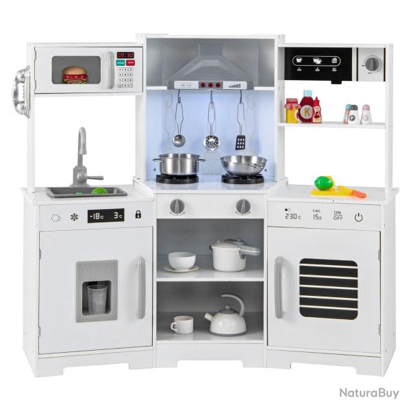 Cuisine de jeu enfants 110 x 43 x 92 cm avec sons et lumi�res espace de rangement moderne en MDF bl