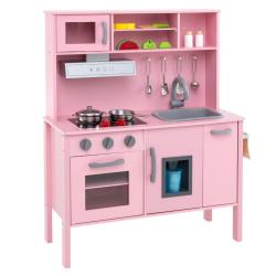 Cuisine enfants 72 x 30 x 90 cm avec &eacute;vier rangement et accessoires ambiance moderne en MDF rose 20
