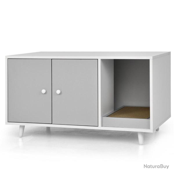 Maison de toilette pour chats 90 x 50 x 50 cm meuble multifonctionnel avec acc�s sinueux style mode