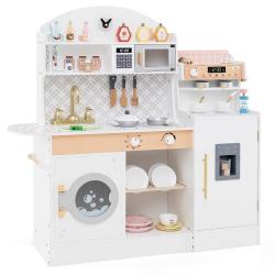 Ensemble de cuisine en bois pour enfants 106 x 30 x 105 cm avec machine &agrave; caf&eacute; ludique design &eacute;pur&eacute;
