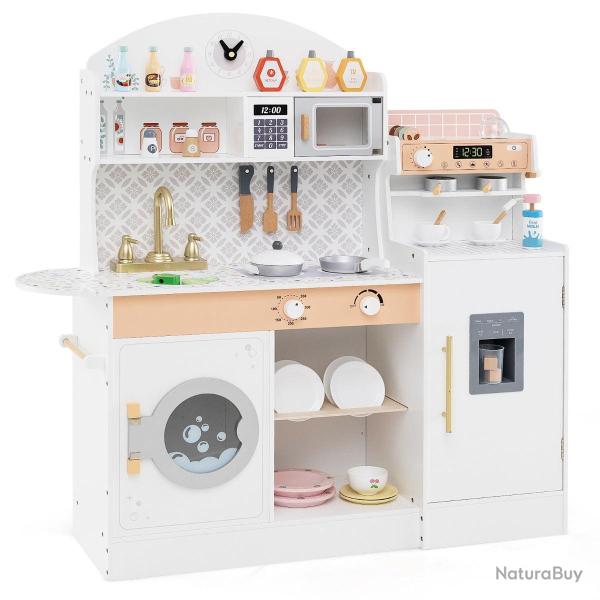Ensemble de cuisine en bois pour enfants 106 x 30 x 105 cm avec machine � caf� ludique design �pur�