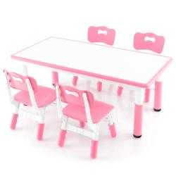 Ensemble table enfant et 4 chaises multifonction r&eacute;glable en hauteur 120 x 60 x 48-60 cm ergonomiqu