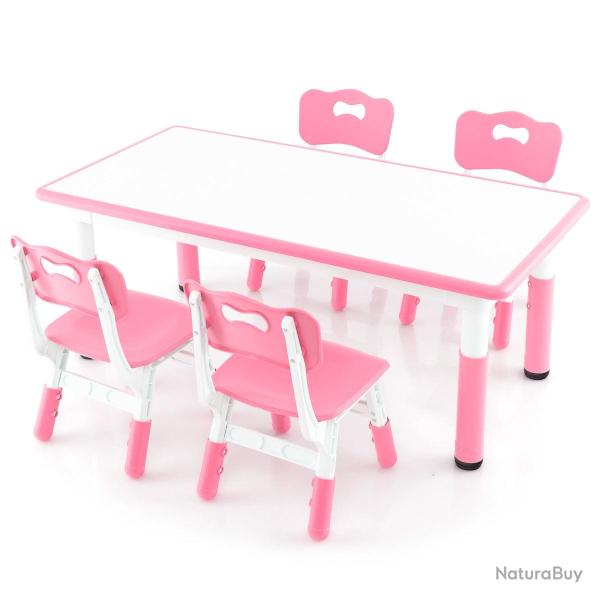 Ensemble table enfant et 4 chaises multifonction r�glable en hauteur 120 x 60 x 48-60 cm ergonomiqu
