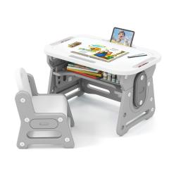 Ensemble table et chaises pour enfants r&eacute;glable 80 x 50 x 49/53/57 cm avec design ergonomique ambia