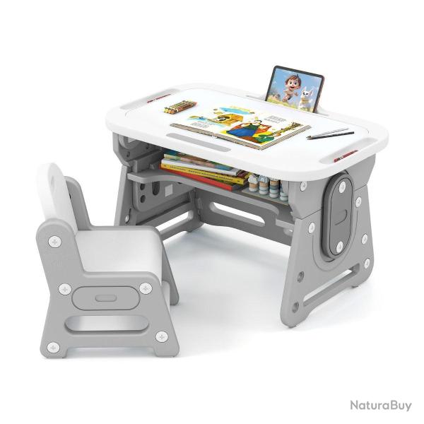 Ensemble table et chaises pour enfants r�glable 80 x 50 x 49/53/57 cm avec design ergonomique ambia