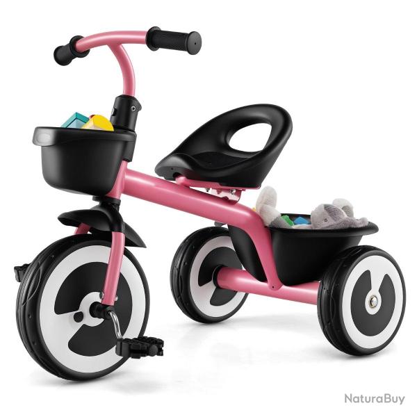 Tricycle pour tout-petits 75 x 46 x 60 cm avec si�ge r�glable et paniers de rangement style moderne