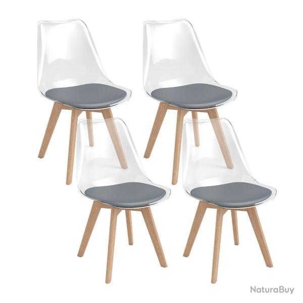 Lot de 4 chaises de salle � manger 47 x 52 x 81 cm confort optimis� style moderne ambiante transpar