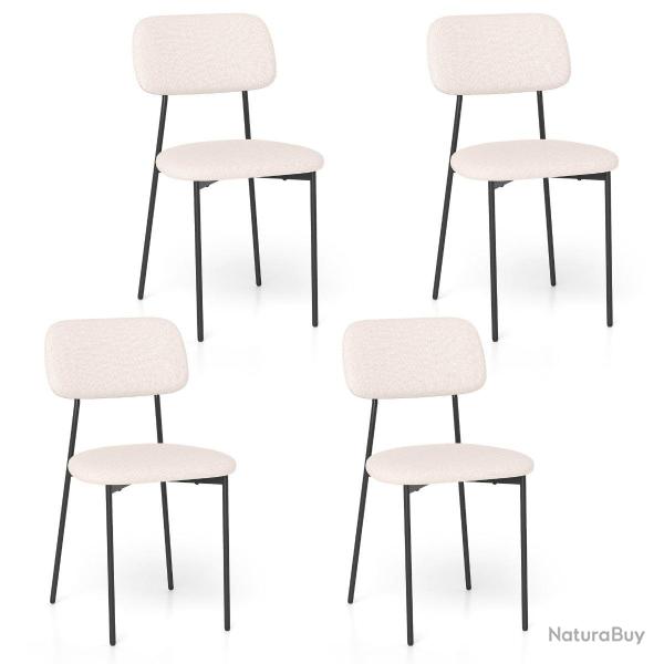 Lot de 4 chaises modernes pour salle � manger 44 x 49 x 78 cm assise ergonomique tissu lin beige et