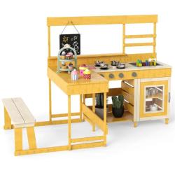Cuisine de boue avec table de pique-nique pour enfants 150 x 71 x 98 cm avec &eacute;vier ludique design m