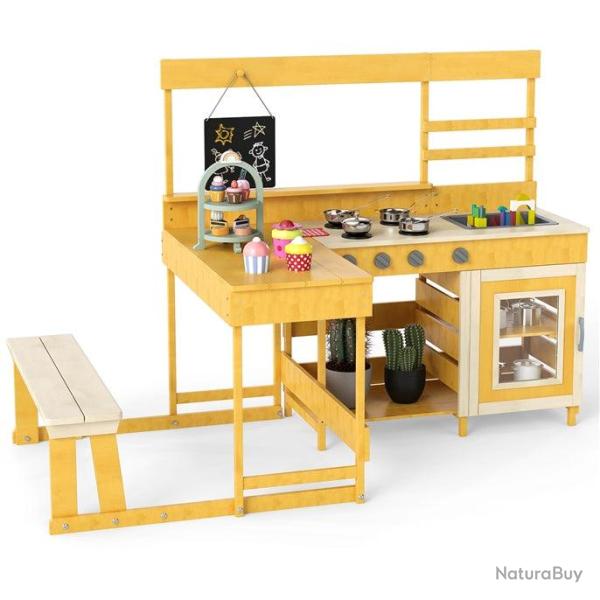 Cuisine de boue avec table de pique-nique pour enfants 150 x 71 x 98 cm avec �vier ludique design m