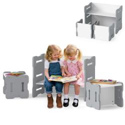 lot de 3 pi&egrave;ces ensemble table et chaises enfants 68,5 x 39,5 x 52 cm design gain de place en mdf g