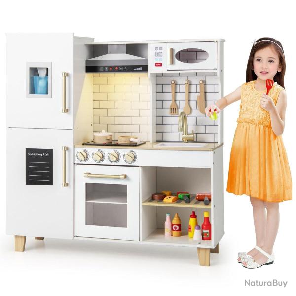 Cuisine pour enfants en bois avec machine � gla�ons 92 x 30 x 98 cm avec lumi�res et sons design bl